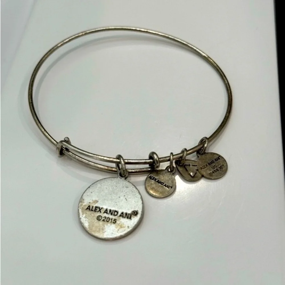 🆕 Alex and Ani Vintage S Monogram Initial Expandable Wire 2.5” Bangle Bracelet